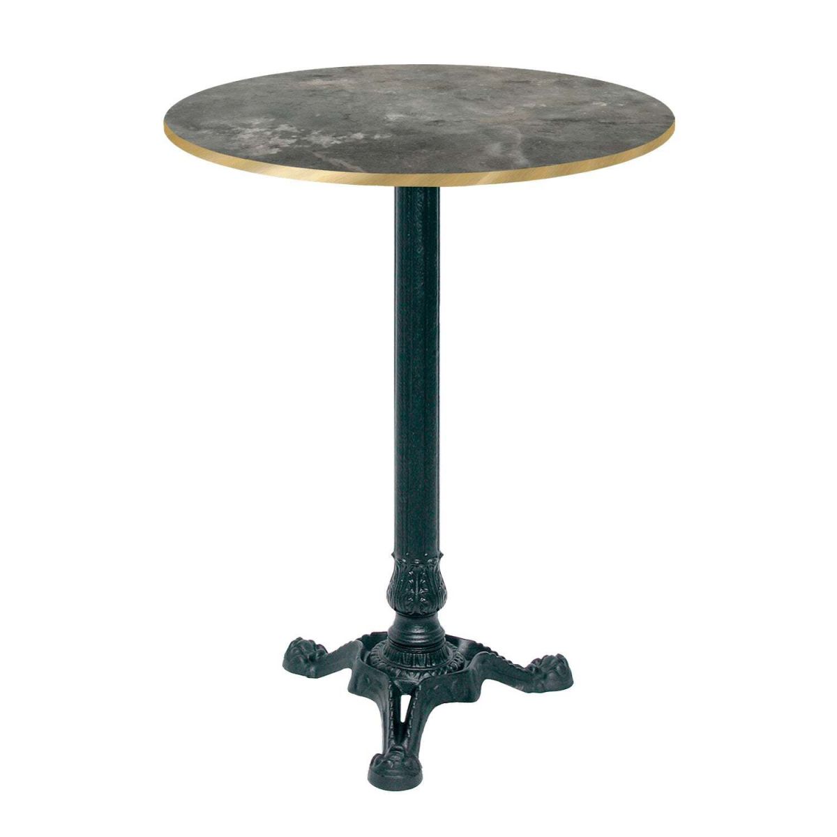 RestooTab Stehtisch Bistrot rund - Kanten messingfarben 60x60x113x60 cm (LxBxHxØ); graublau/messing; Gestell schwarz; rund