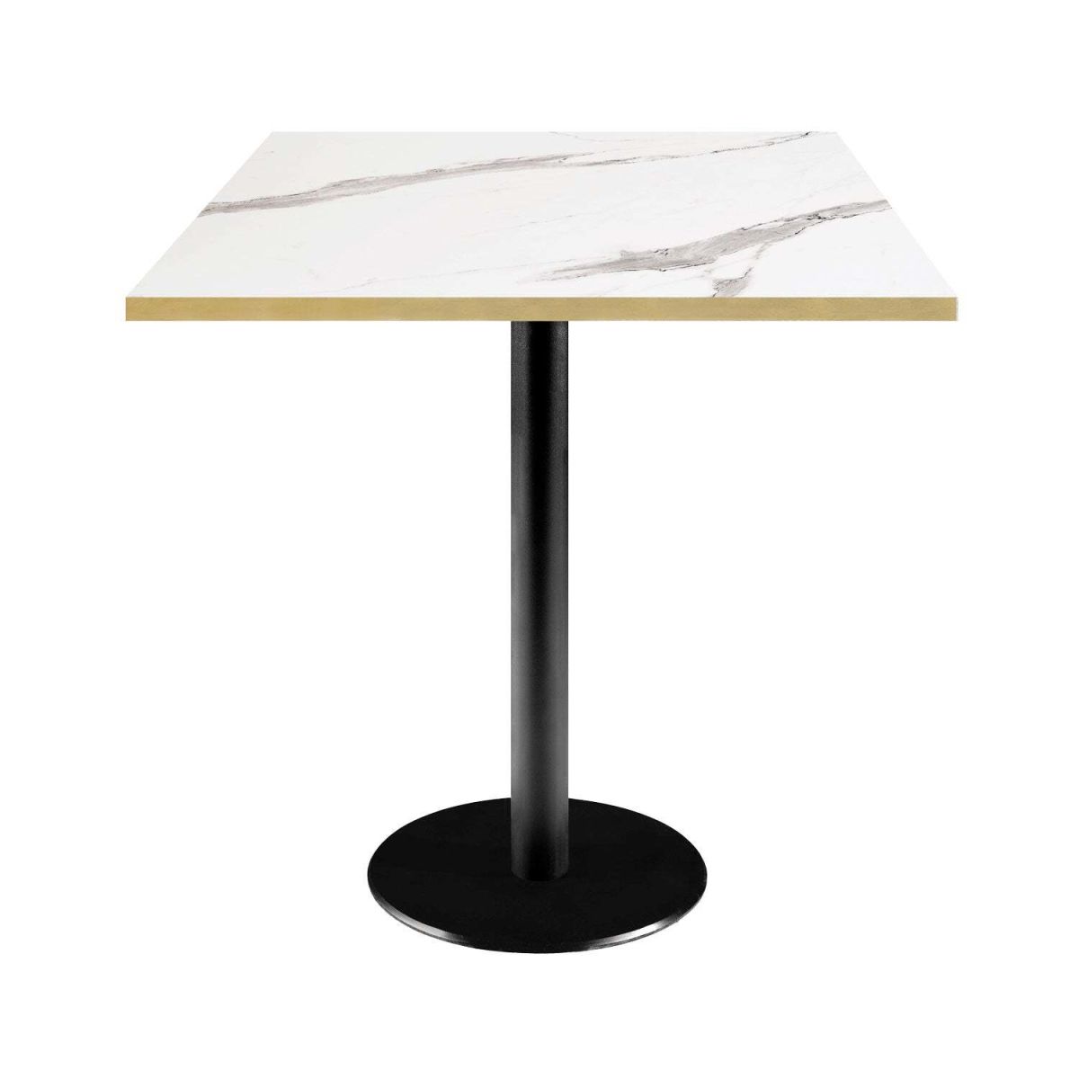 RestooTab Tisch Rome quadratisch - Dekor Stein 70x70x75 cm (LxBxH); Platte weiß/grau/messing, Gestell schwarz; quadratisch