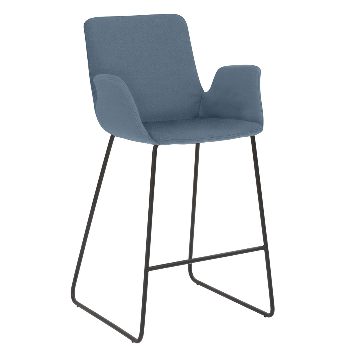 Mayer Sitzmöbel Tresenhocker mit Armlehnen, Kufengestell, Mikrofaser in Lederoptik Gestell schwarz 53x49x95 cm (BxTxH); Sitz rauchblau, Gestell schwarz