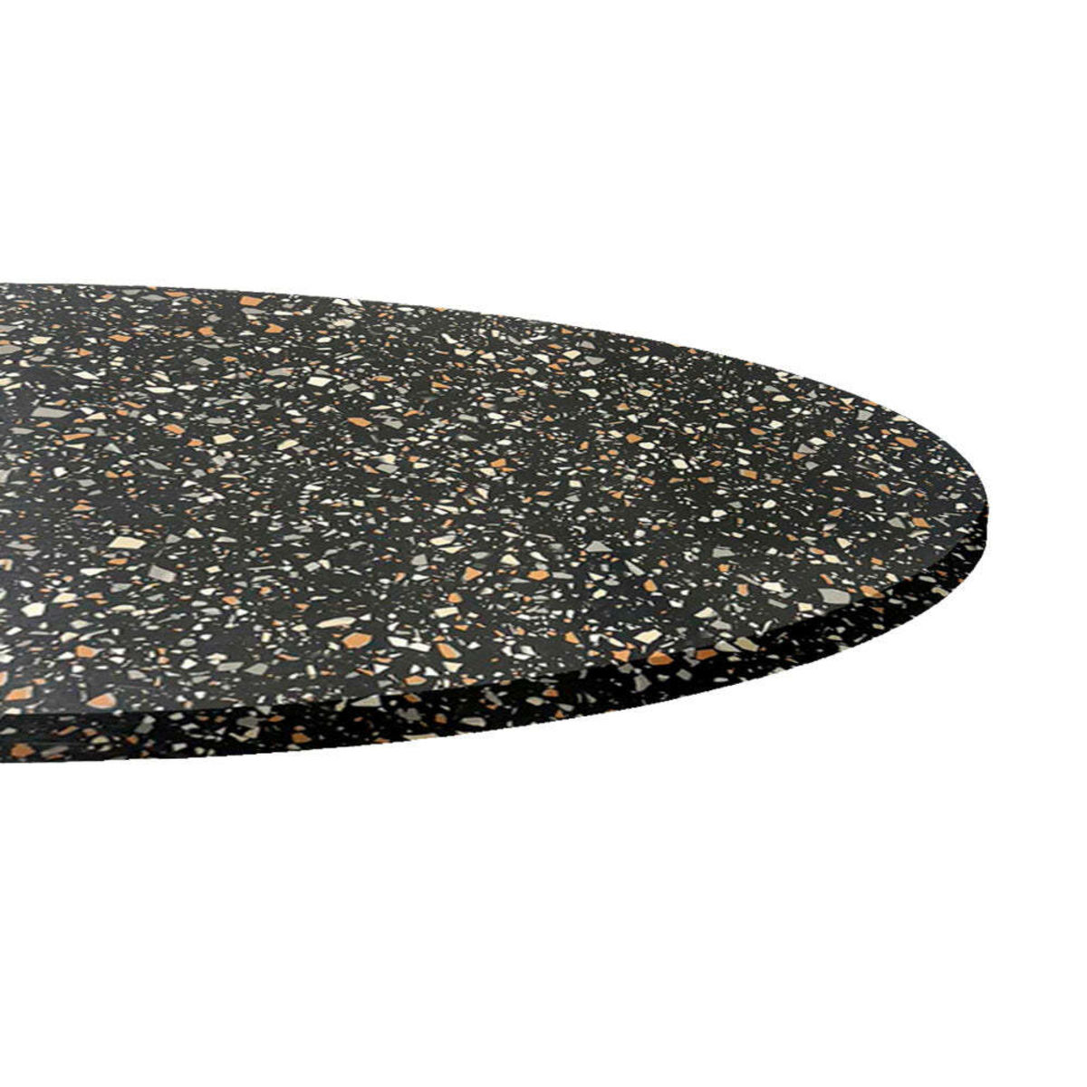Piano tavolo rotondo, decoro Terrazzo RestooTab; 70x70 cm (LxL); nero/terazzo; rotonda