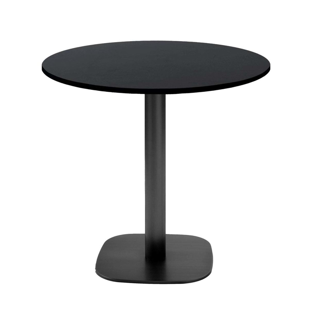 RestooTab Tisch Round rund - Dekor Stein & Holz 75x70 cm (HxØ); Platte schwarz, Gestell schwarz; rund