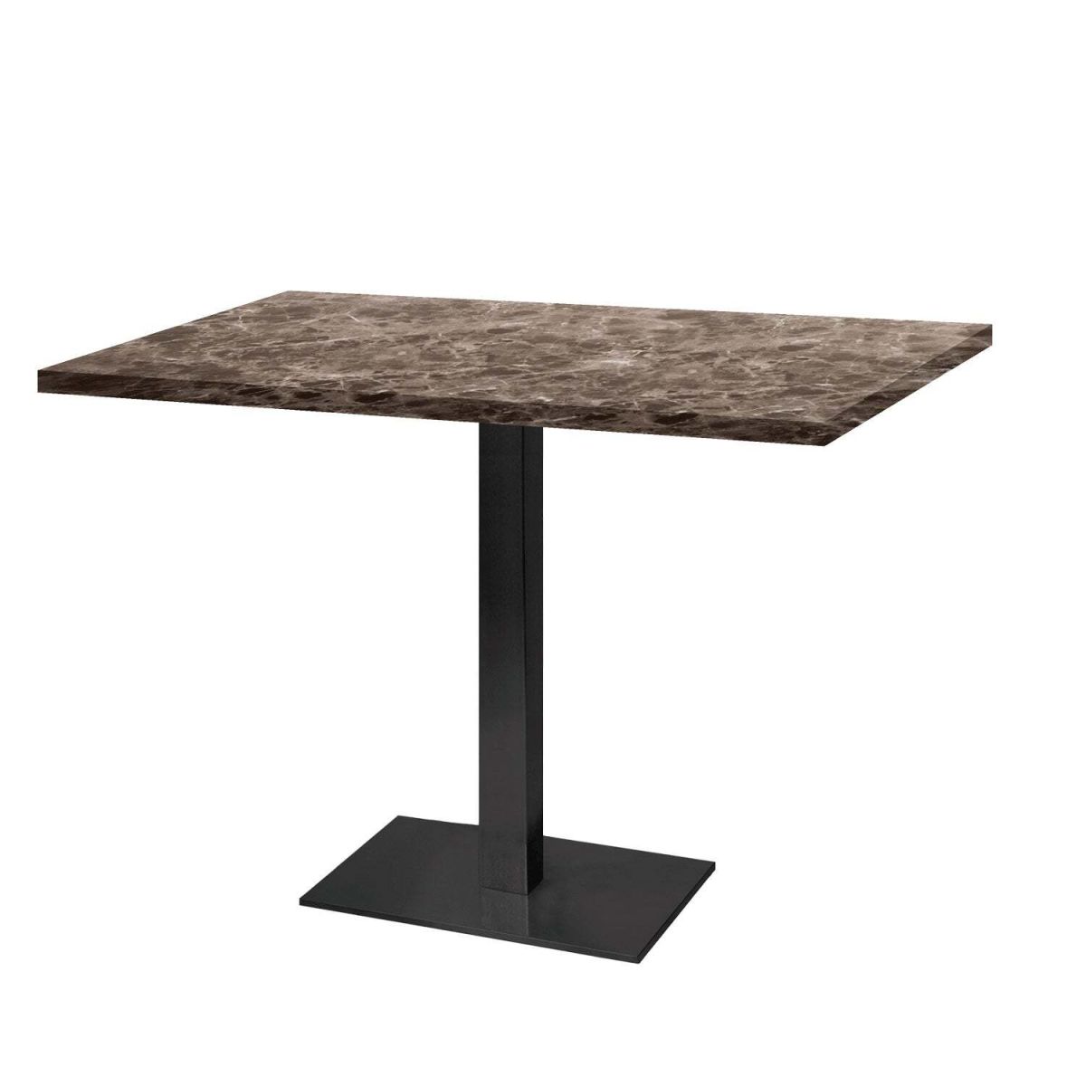 RestooTab Tisch Milan rechteckig - Dekor Stein & Holz 120x70x75 cm (LxBxH); Platte steingrau/dunkelgrau/marmoriert, Gestell schwarz; rechteckig