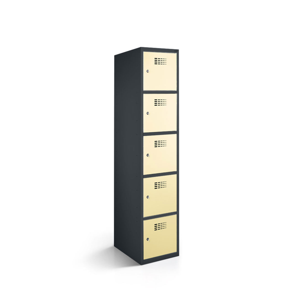rotstahl Fächerschrank 5 Fächer mit anthrazitgrauem Korpus 40x50x180 cm (BxTxH); elfenbein