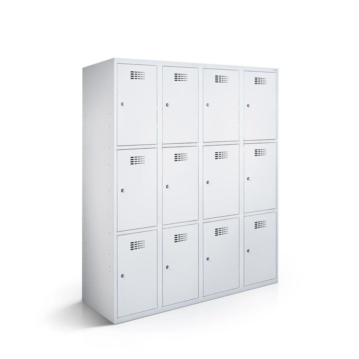 rotstahl Fächerschrank 12 Fächer 4x3 mit lichtgrauem Korpus 120x50x180 cm (BxTxH); hellgrau