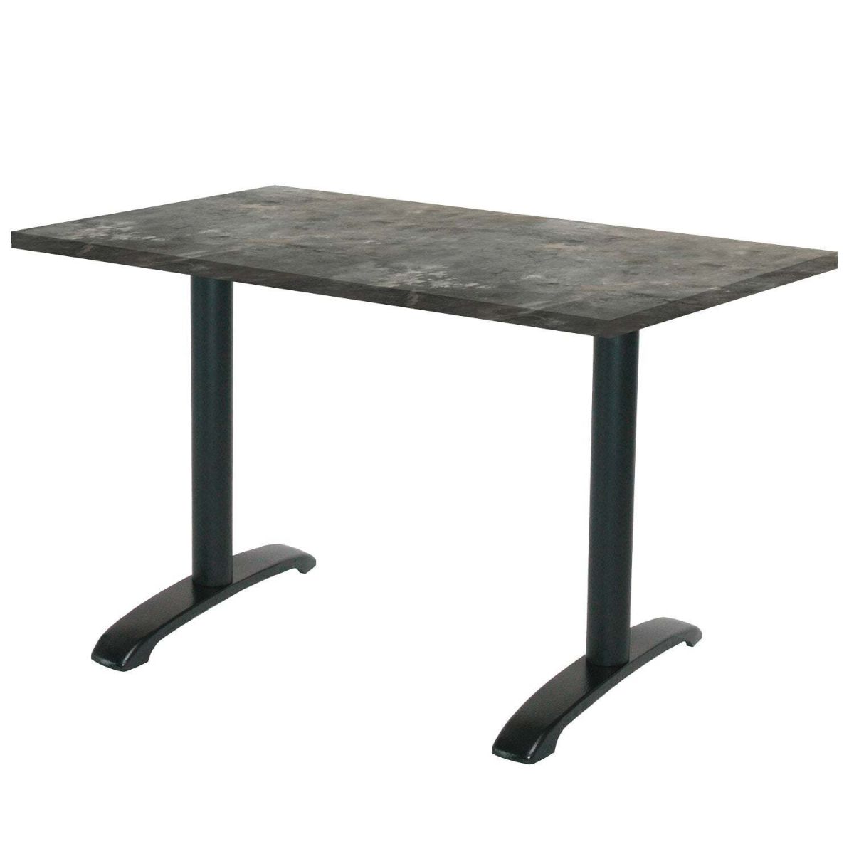 RestooTab Tisch Bazila rechteckig - Dekor Stein & Holz 120x70x74 cm (LxBxH); Platte graublau, Gestell schwarz; rechteckig