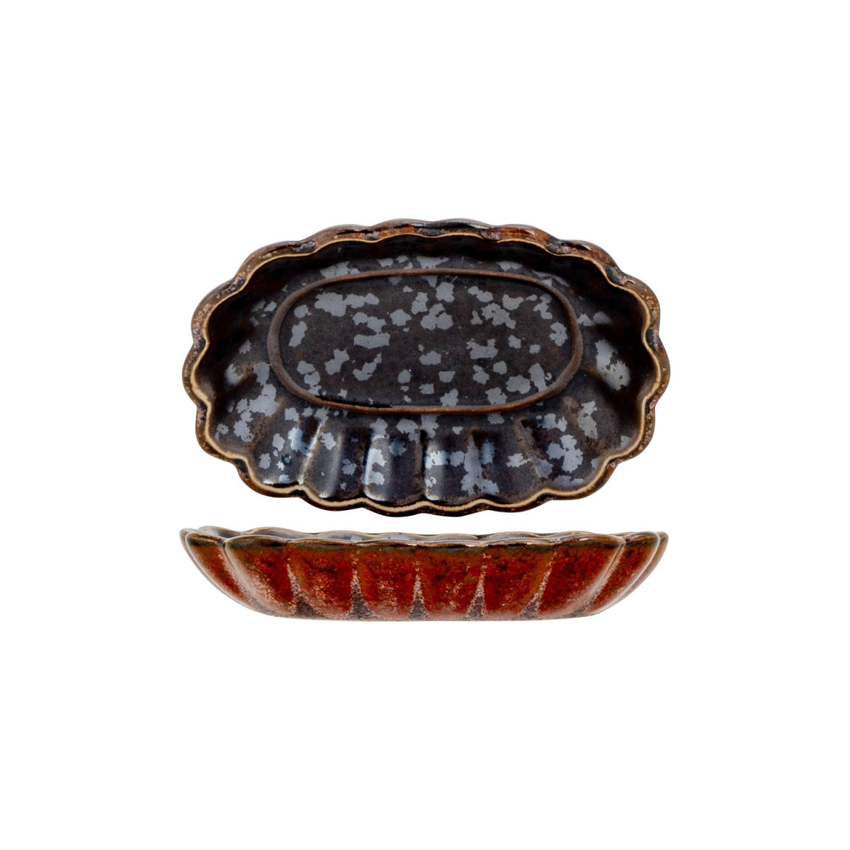 Cosy & Trendy Elements Maroon Aperoschälchen 34 ml, 8.6x6.1x1 cm (LxBxH); rostbraun/anthrazit; oval; 12 Stück / Pack