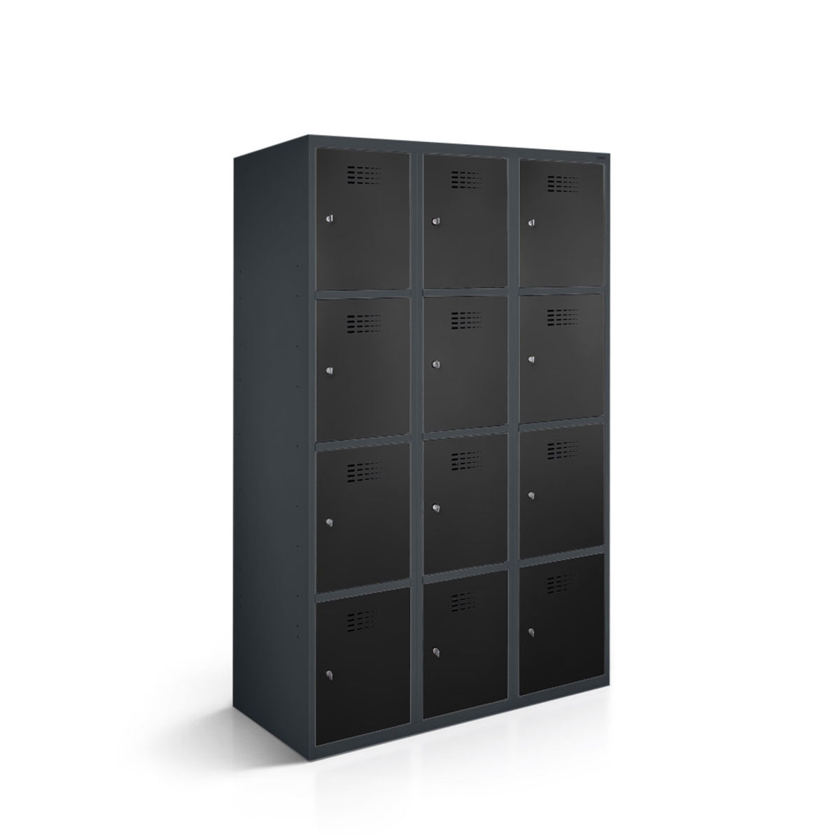 rotstahl Fächerschrank 12 Fächer 3x4 mit anthrazitgrauem Korpus 120x50x180 cm (BxTxH); schwarz