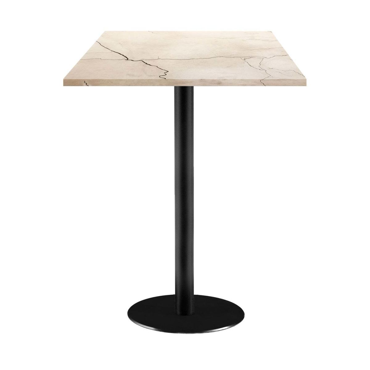 RestooTab Stehtisch Rome quadratisch - Dekor Stein 60x60x113 cm (LxBxH); Platte sand, Gestell schwarz; quadratisch