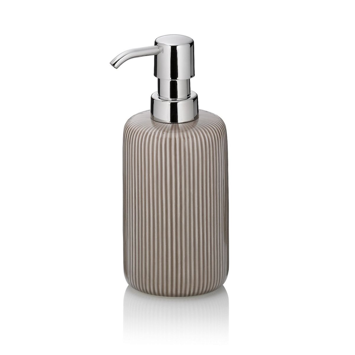 Dispenser per sapone Ava in ceramica kela; 350 ml, 7.5x17.5x7.5 cm (LxHxP); grigio