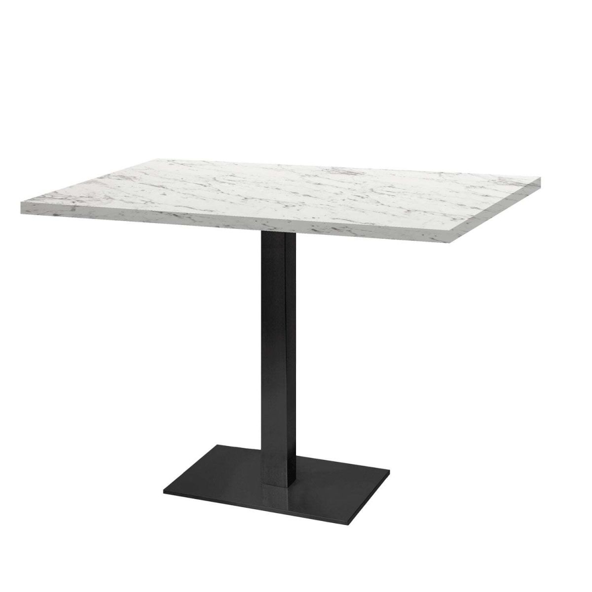 RestooTab Tisch Milan rechteckig - Dekor Stein & Holz 120x70x75 cm (LxBxH); Platte weiß/steingrau/marmoriert, Gestell schwarz; rechteckig