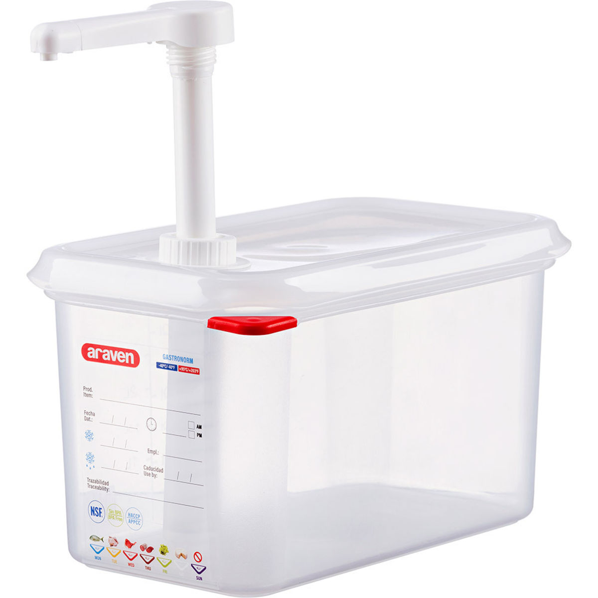 Araven Pumpspender, GN 1/4 4.3 l, 26.5x19x16.2 cm (BxHxT); transparent