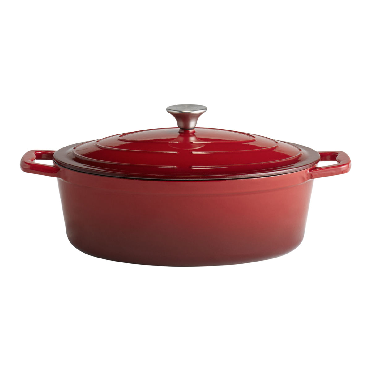 APS Bräter mit Deckel 5 STARS, Gusseisen; 5000 ml, 33x25x11 cm (LxBxH); rot