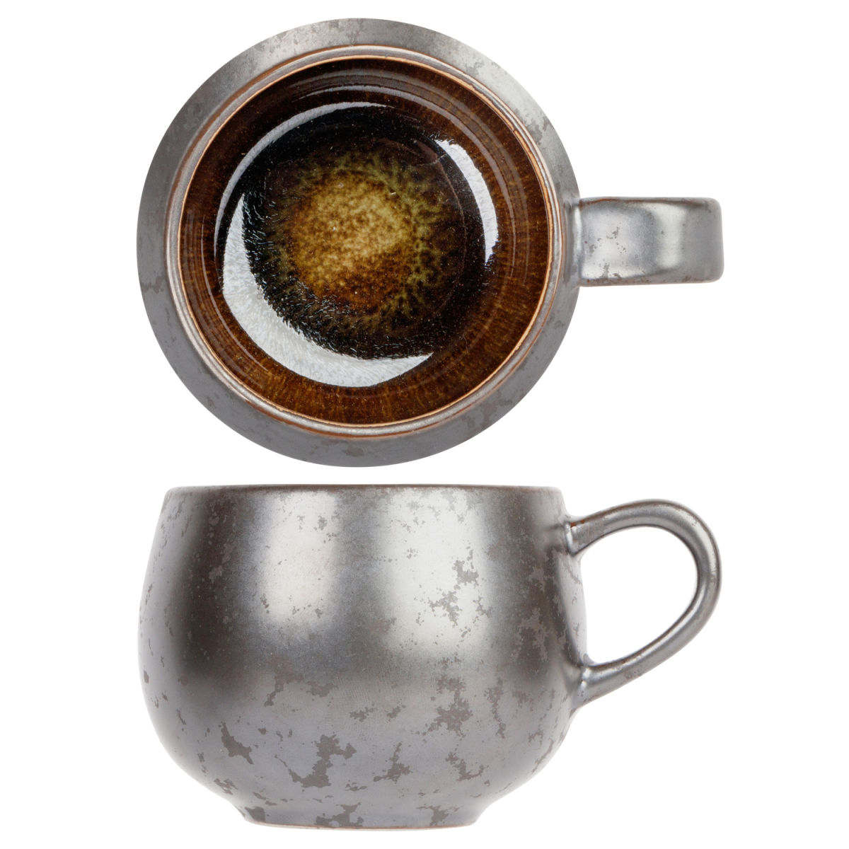 Cosy & Trendy Elements Mineral Kaffeetasse 32Cl D8,4Xh6,8Cm Mit Henkel 190 ml, 9x11x7x6 cm (LxBxØxH); grün/anthrazit; rund; 6 Stück / Pack