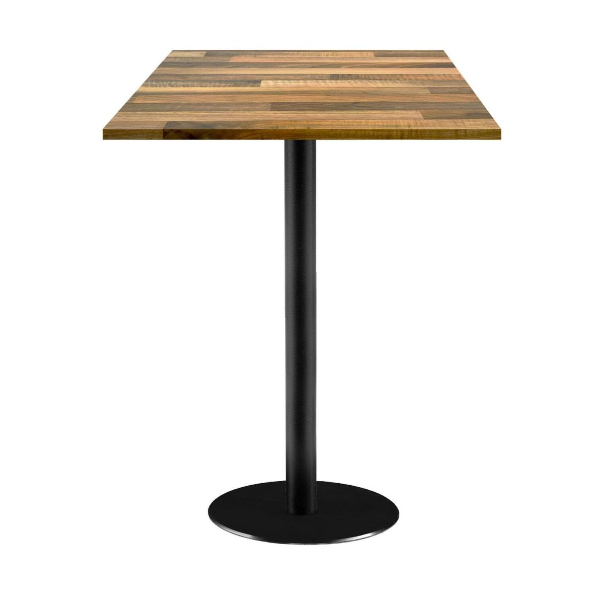 RestooTab Stehtisch Rome quadratisch - Dekor Holz 60x60x113 cm (LxBxH); Platte eiche/dunkelbraun, Gestell schwarz; quadratisch