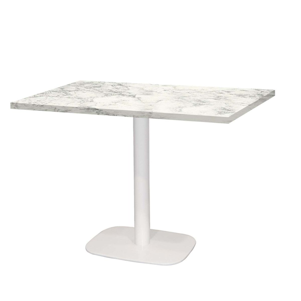 Tavolo Round rettangolare base bianco - laminato legno & pietra RestooTab; 120x70x75 cm (LxLxH); grigio chiaro/ottone/marmorizzato; rettangolare
