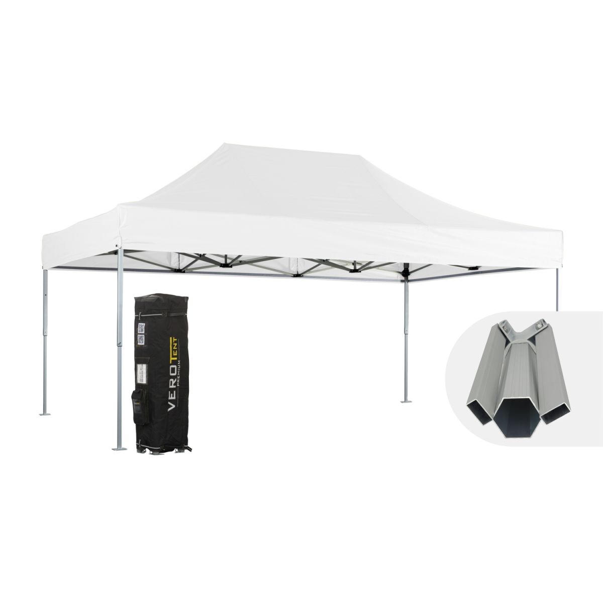 VeroTENT VeroTENT Faltpavillon 4x6m Budget50 mit Dach 400x600x400 cm (LxBxH); weiß
