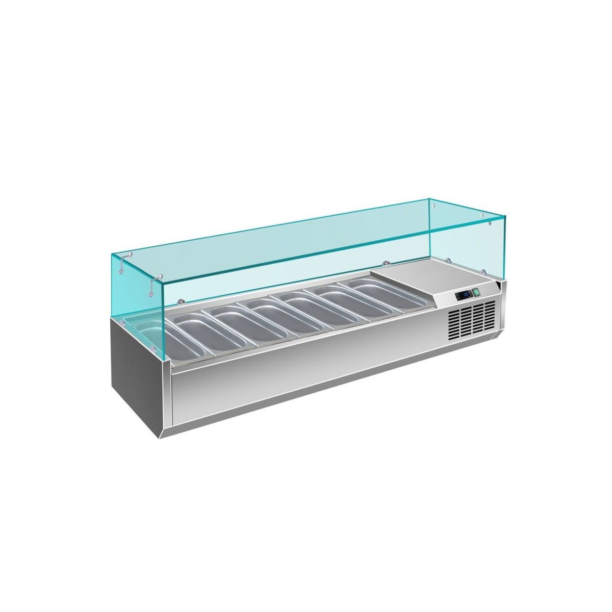 A&S Polarny Pizzakühlaufsatz mit Glasaufsatz 7x 1/3 GN 59300 ml, 160x46x39.5 cm (BxHxT); edelstahl