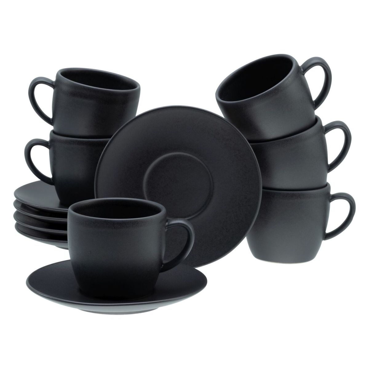 Soft Touch Nero - Tazze da cappuccino 12 pz. CreaTable; nero