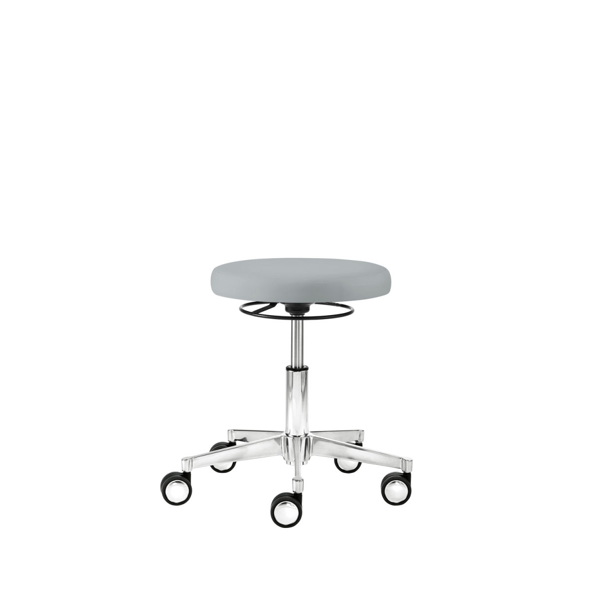Mayer Sitzmöbel Rollhocker Profi Kunstleder desinfizierbar 48x52x41.5 cm (BxTxH); Sitz hellgrau, Gestell chrom; rund