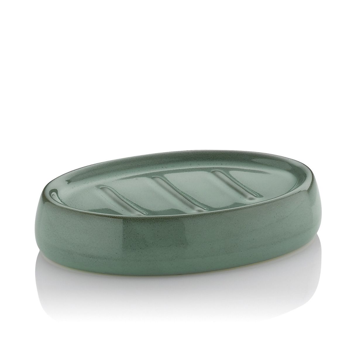 Portasapone Liana in ceramica kela; 9.5x2.5x12 cm (LxHxP); verde; ovale