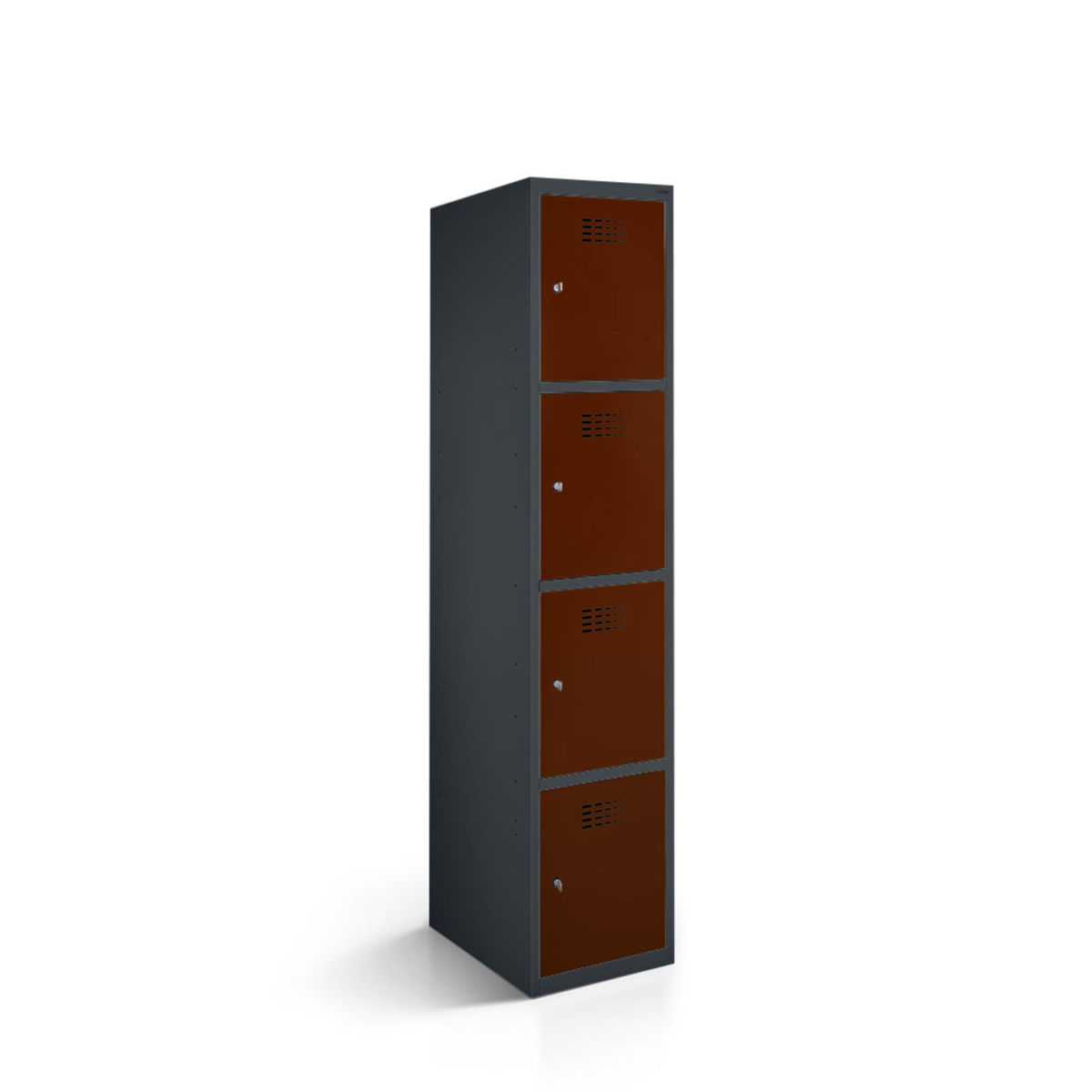 rotstahl Fächerschrank 4 Fächer mit anthrazitgrauem Korpus 40x50x180 cm (BxTxH); mahagoni