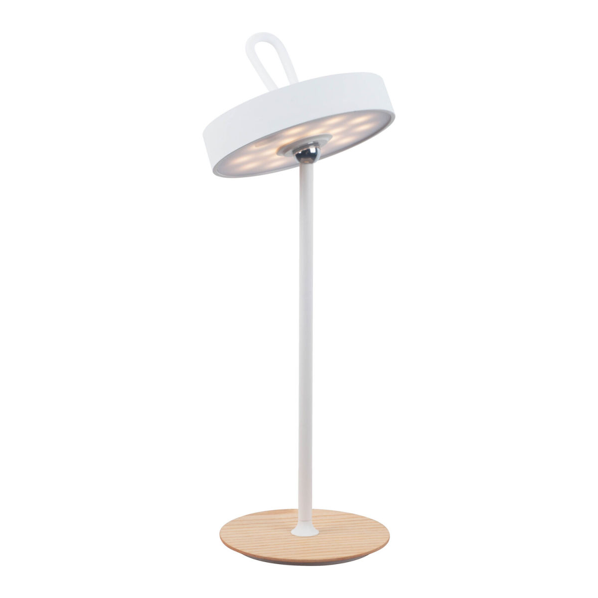 NÄVE Leuchten LED-Akku-Tischleuchte ELLI 13x13x13x36 cm (LxBxØxH); weiß; Gestell braun