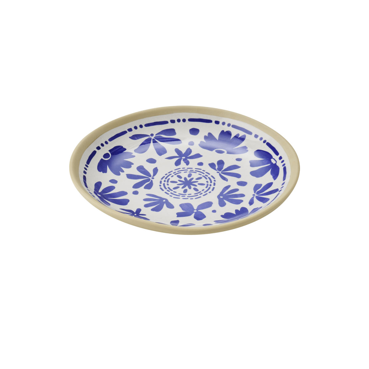 APS Teller -FLORYN-; 15.5x15.5x2 cm (LxBxH); weiß/beige/blau; rund