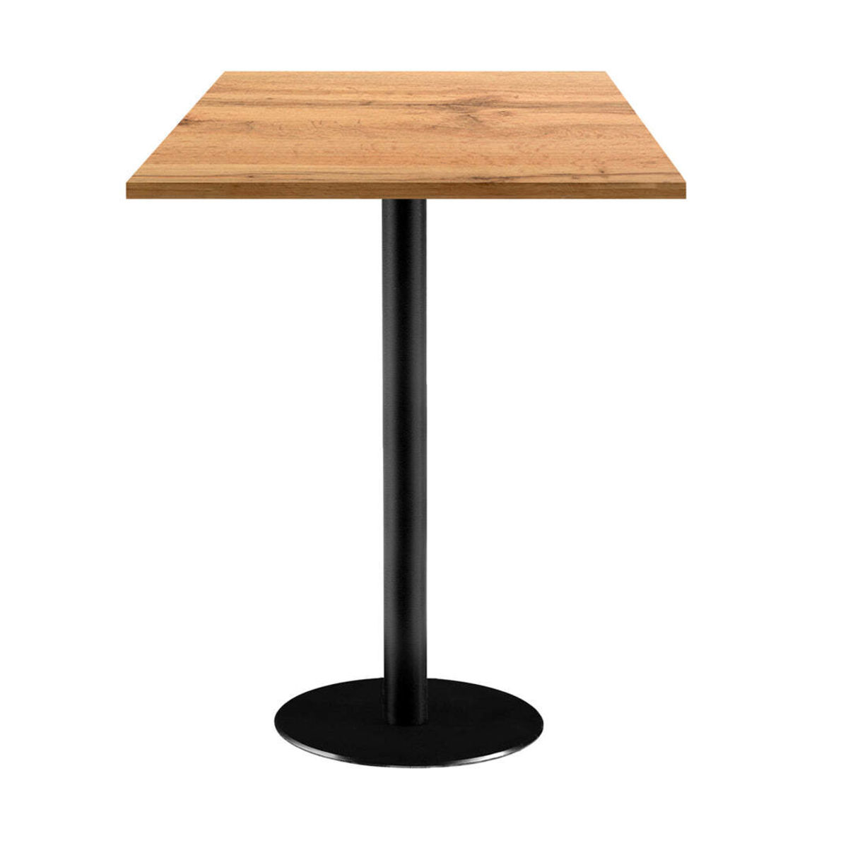 RestooTab Stehtisch Rome quadratisch - Dekor Holz 60x60x113 cm (LxBxH); Platte eiche, Gestell schwarz; quadratisch