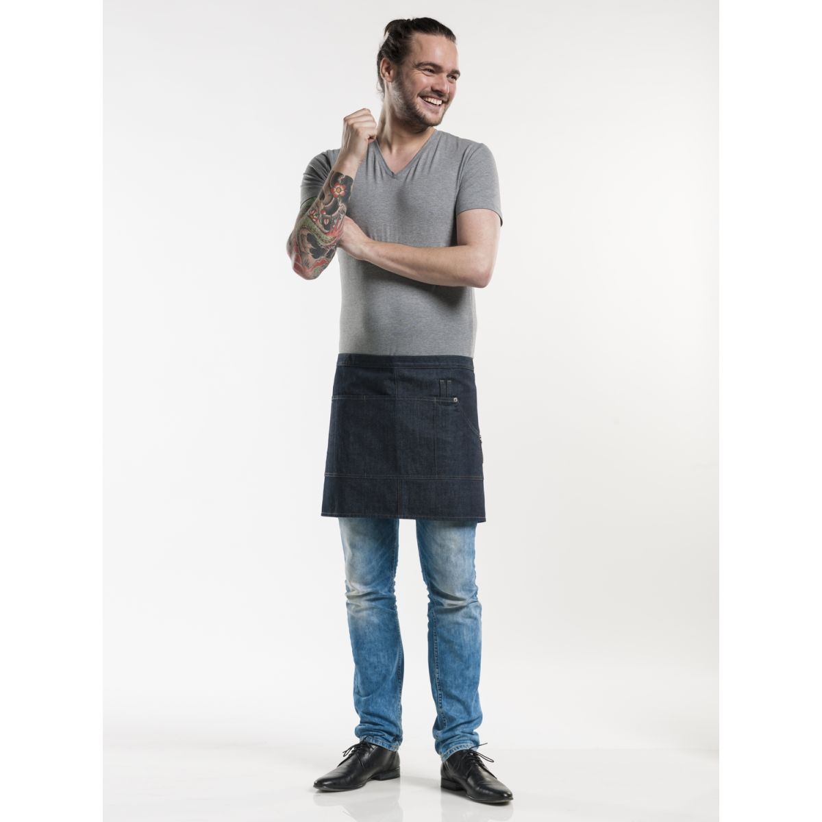Chaud Devant Bistroschürze Multipocket Blue Denim 16 W90 – L40 40x90 cm (LxB); denim dunkel