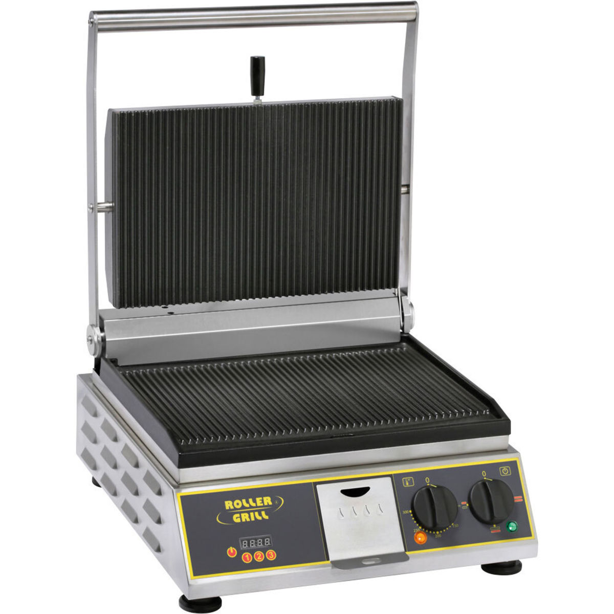 Roller Grill Kontaktgrill mit Timer, 3,4 kW 40x47.5x31 cm (BxTxH); silber/schwarz