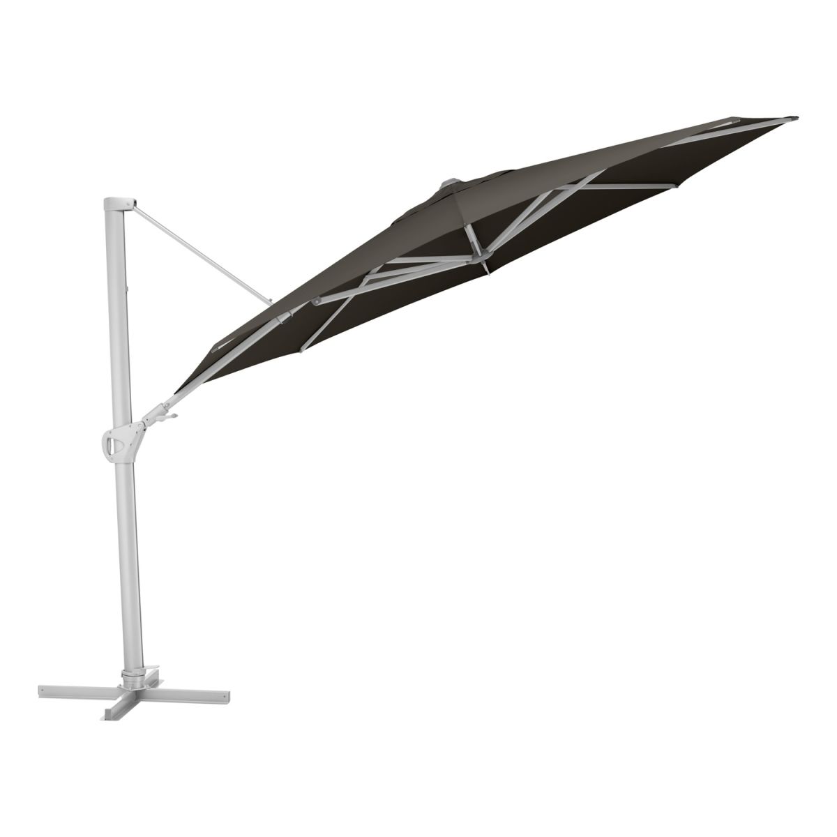 KETTLER Schirm UPF 50+ EASY SWING , mit PU-Beschichtung 350x350x350x260 cm (LxBxØxH); anthrazit; Gestell silber; rund; 3 Stück / Pack