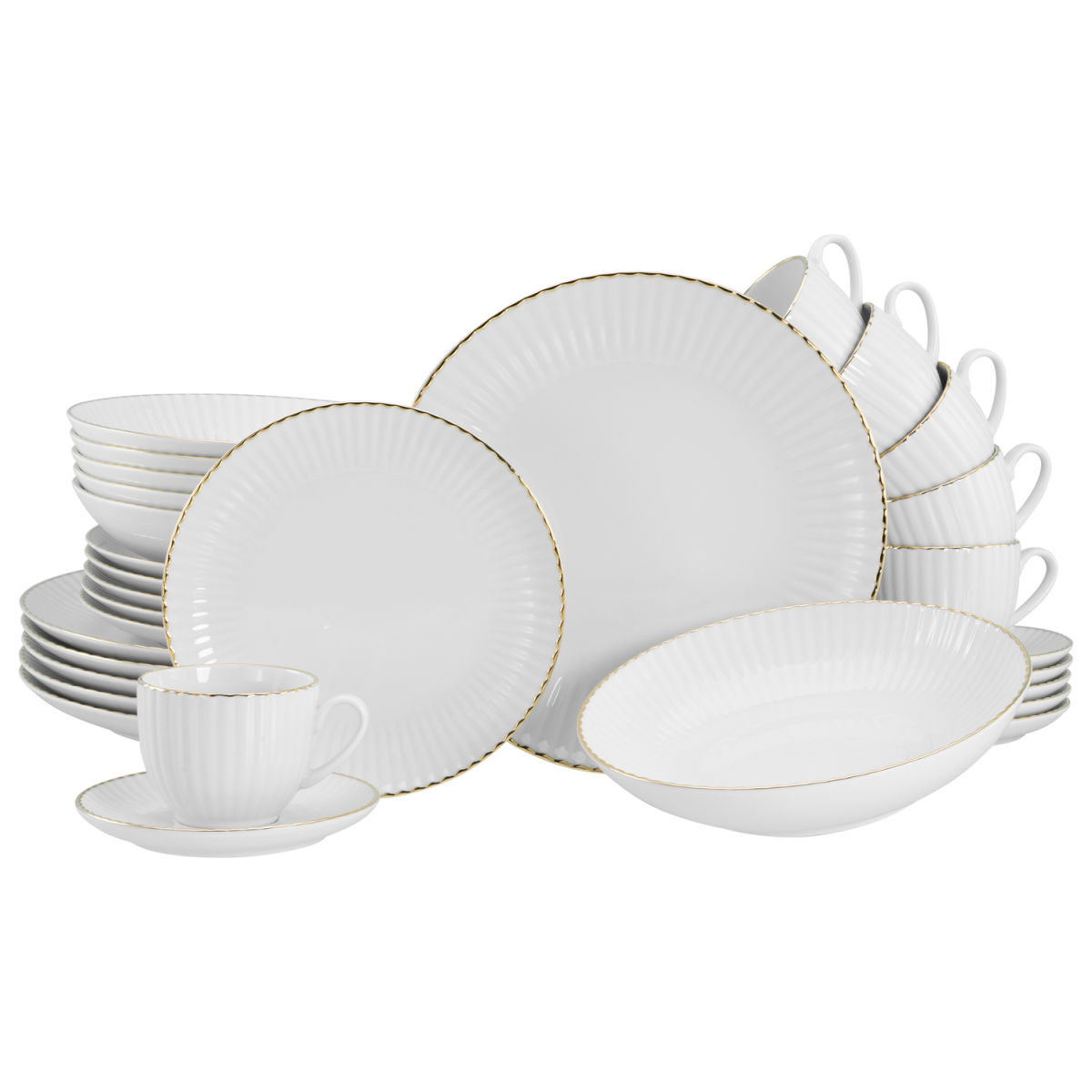 CreaTable ALLEGRA GOLDBAND - Kombiservice 30-tlg weiß