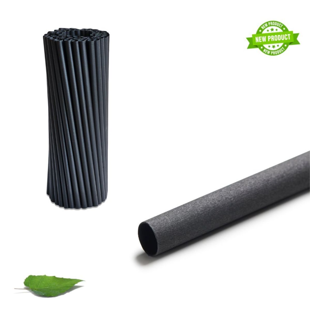 Gastro Pionier Bio Trinkhalme - 15cm - schwarz - 3000 Stück 8x15 cm (ØxL); schwarz; 3000 Stück / Pack