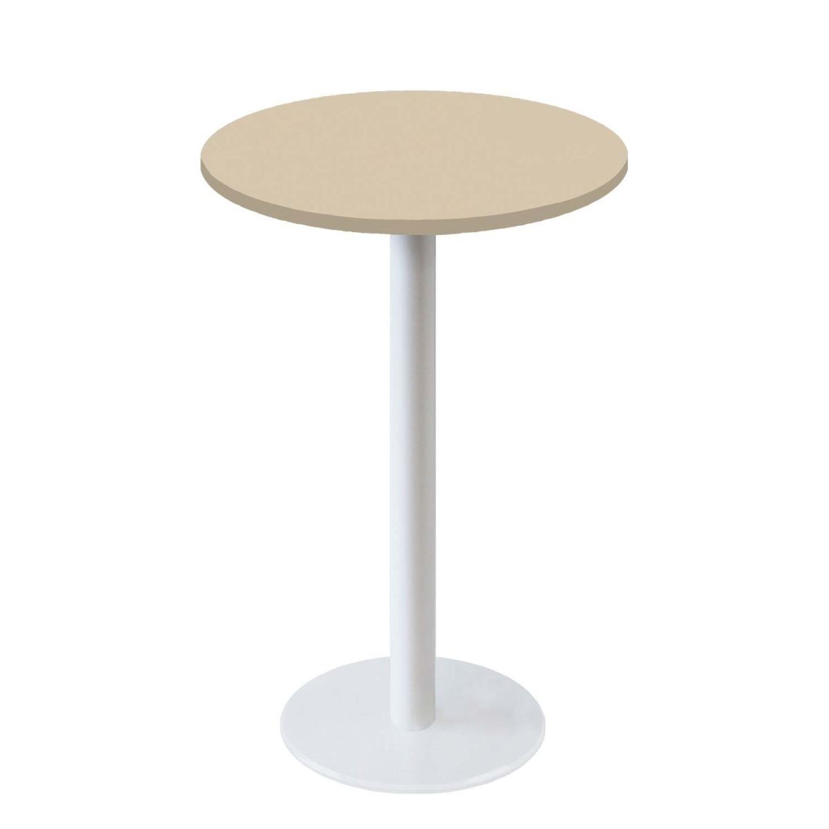 Tavolo alto Roma rotondo base bianco - laminato tinta unita RestooTab; 113x60 cm (HxØ); beige; rotonda