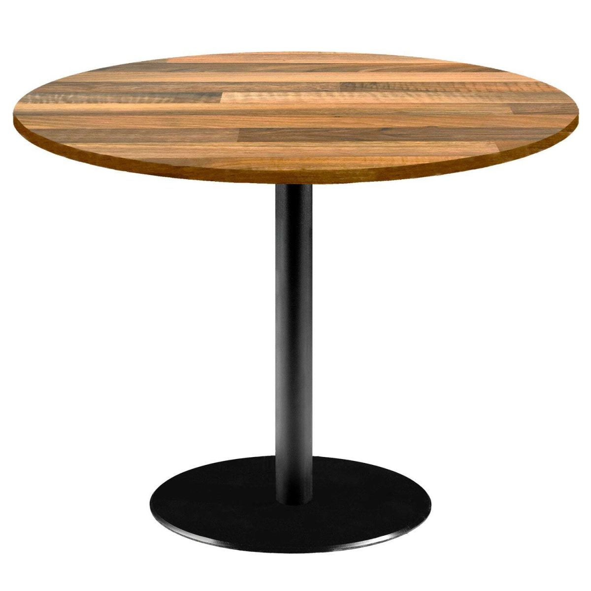 RestooTab Tisch Rome XL rund - Dekor Holz 75x120 cm (HxØ); Platte eiche/dunkelbraun, Gestell schwarz; rund