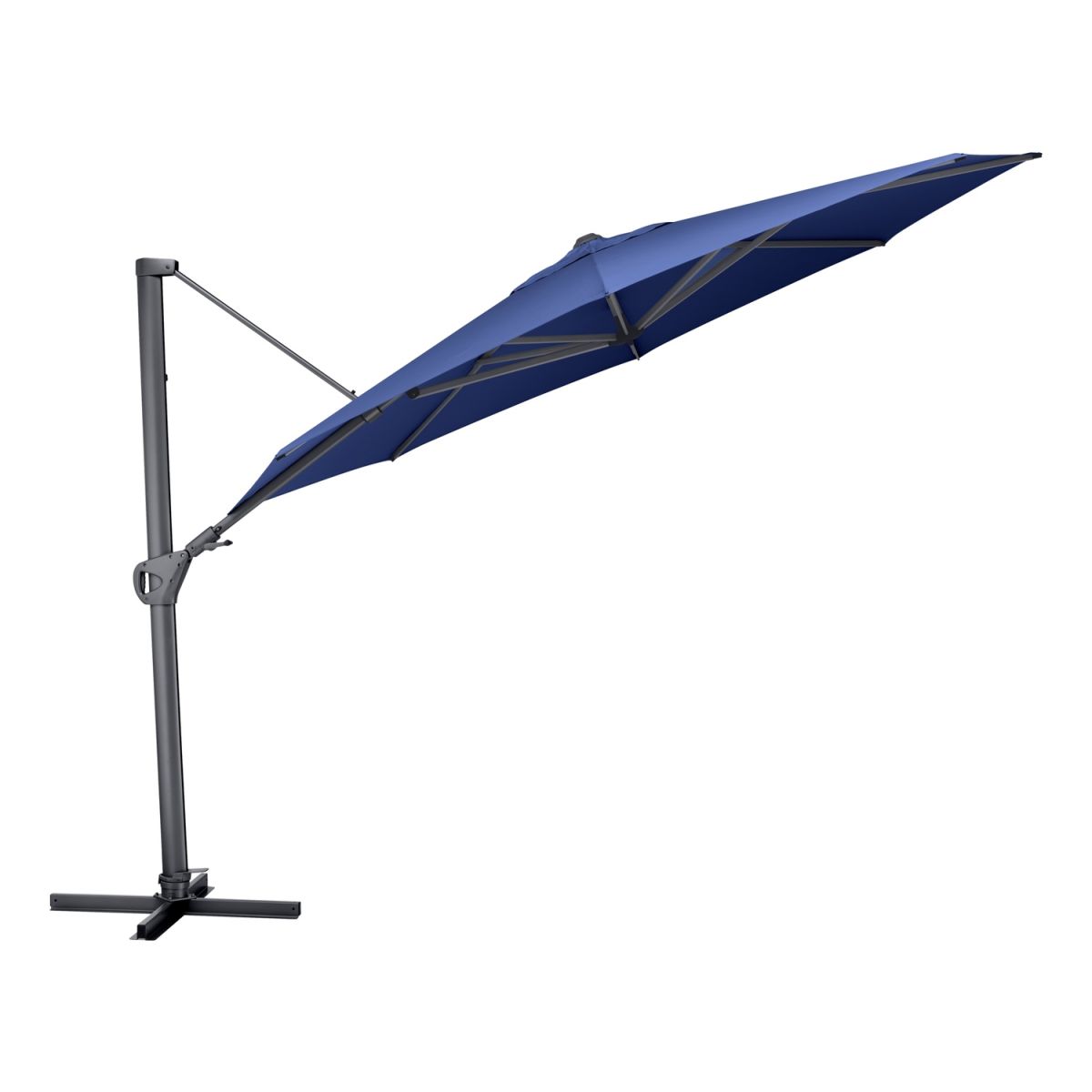 KETTLER Schirm UPF 50+ EASY SWING , mit PU-Beschichtung 350x350x350x260 cm (LxBxØxH); blau; Gestell anthrazit; rund; 3 Stück / Pack