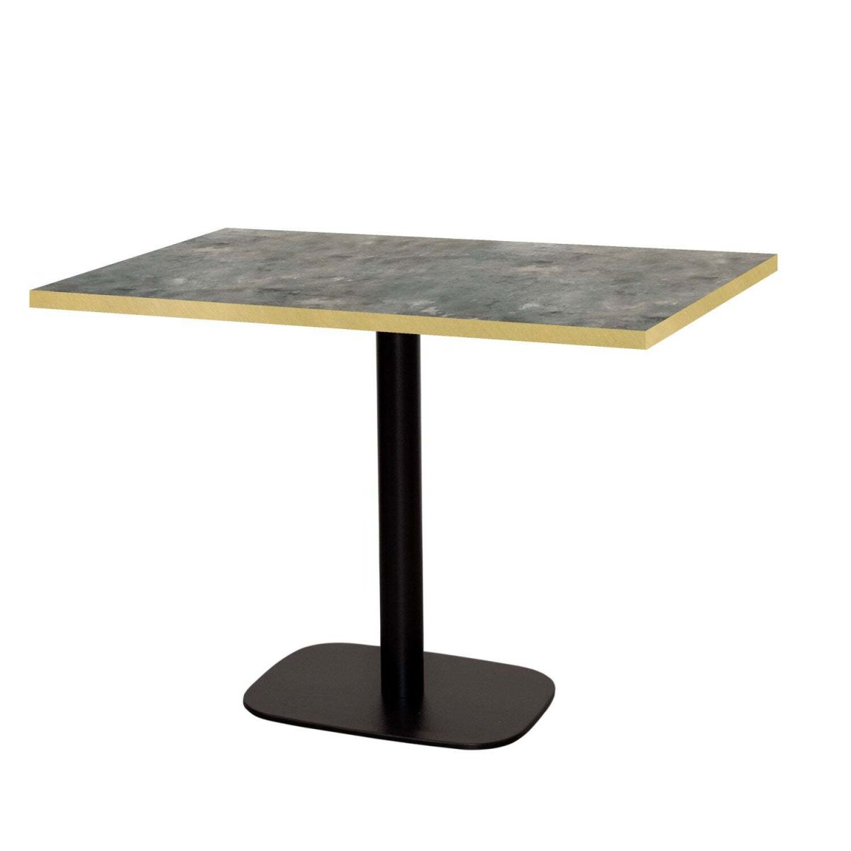 RestooTab Tisch Round rechteckig - Kanten messingfarben 120x70x75 cm (LxBxH); Platte graublau/messing, Gestell schwarz; rechteckig