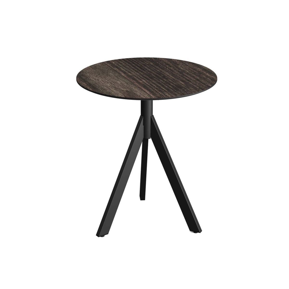 Feros Infinity Tripod Terrassentisch frame + HPL Ø70 cm 74x70 cm (HxØ); schwarz/dunkelbraun; rund