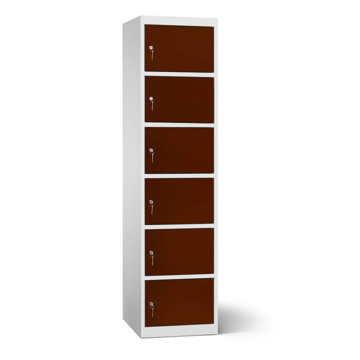 rotstahl Akku-Ladeschrank 6 Fächer mit lichtgrauem Korpus 45x180 cm (BxH); mahagoni