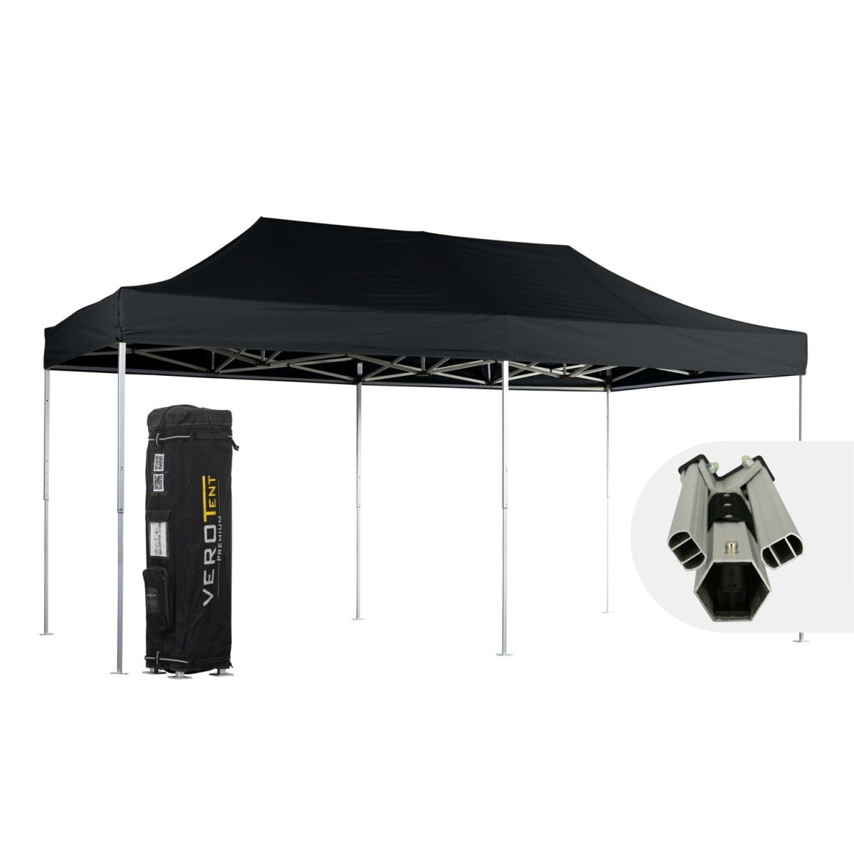 VeroTENT VeroTENT Faltpavillon 3x6m Luxea mit Dach 300x600x330 cm (LxBxH); schwarz