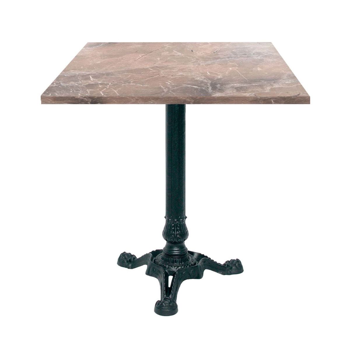 RestooTab Tisch Bistrot quadratisch - Dekor Stein & Holz 70x70x75 cm (LxBxH); braun/marmoriert; Gestell schwarz; quadratisch