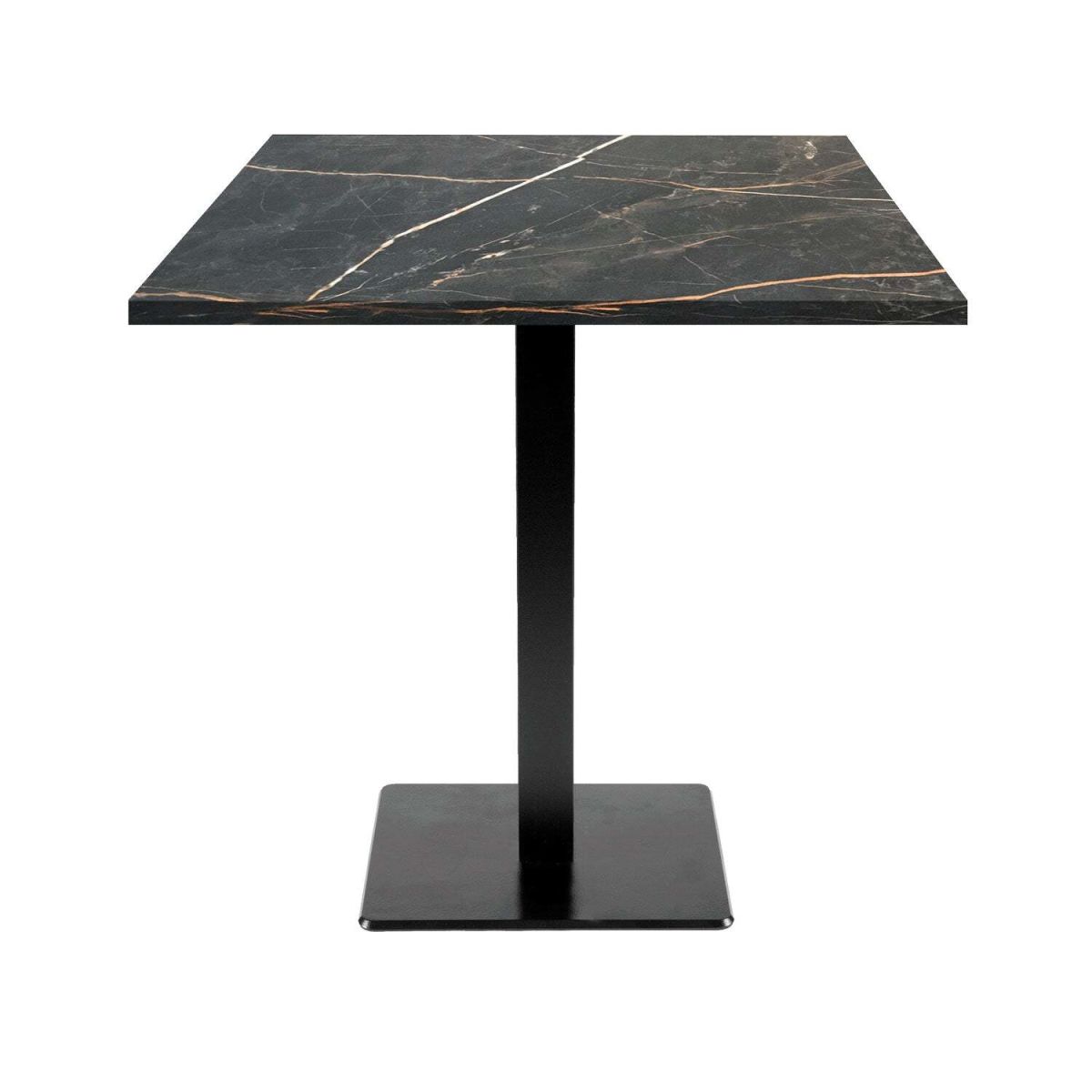 RestooTab Tisch Milan quadratisch - Dekor Stein & Holz 70x70x75 cm (LxBxH); Platte schwarz, Gestell schwarz; quadratisch