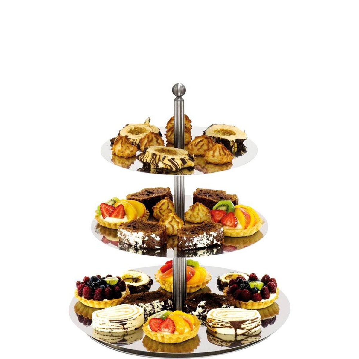 Stalgast Spiegel-Etagere, 3-stufig, Höhe 48 cm 48 cm (H); silber