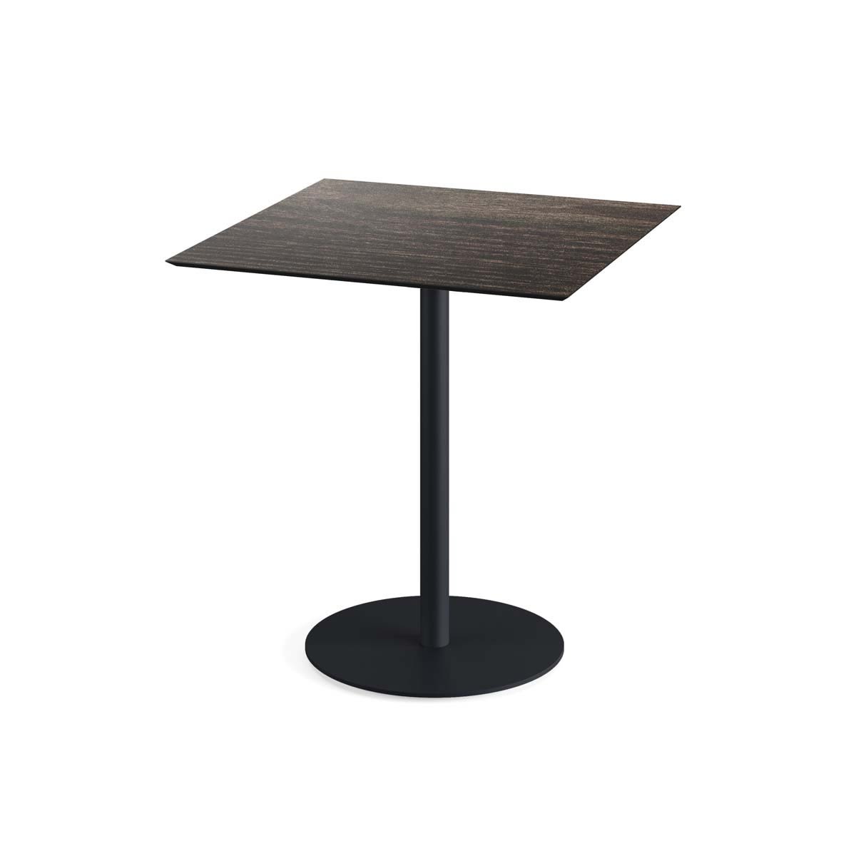 Feros Terrassentisch Urban Schwarz Gestell + HPL quadratisch 70x70x73.2 cm (LxBxH); dunkelbraun; quadratisch