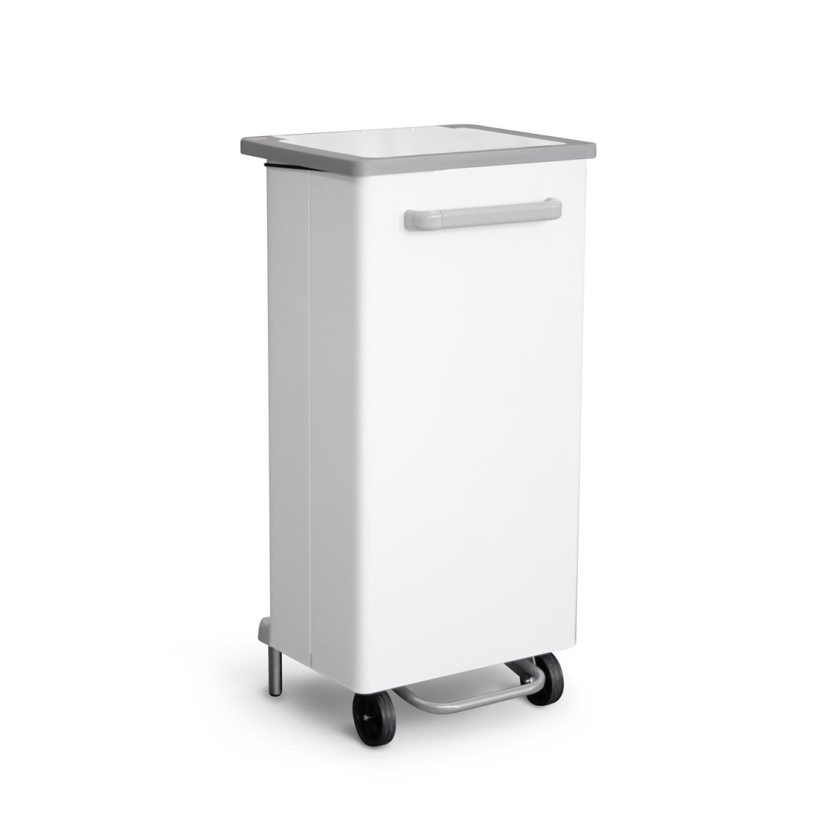 STIL CASA Stil Casa Pedalabfallsammelbehälter, Stahl lackiert, Frontöffnung, elastischer Sackstopp 90 l, 47x37x96 cm (LxBxH); weiß