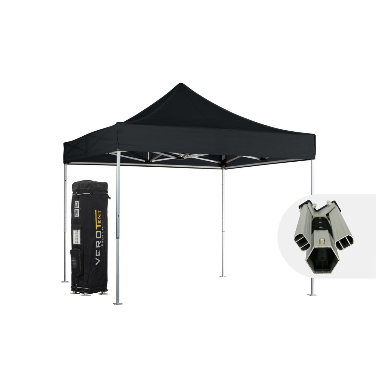 VeroTENT VeroTENT Faltpavillon 3x3m Luxea mit Dach 300x300x330 cm (LxBxH); schwarz