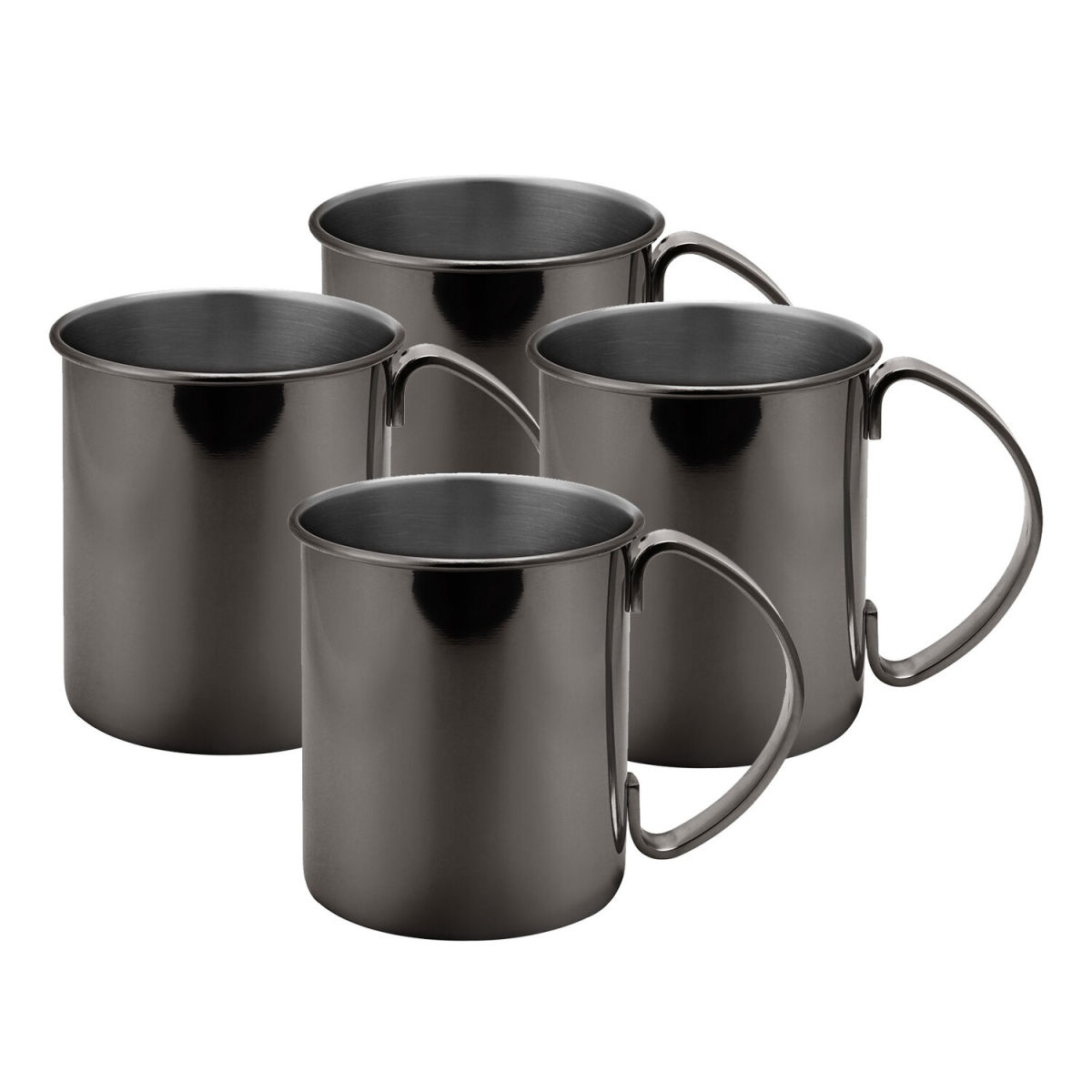 ECHTWERK Kupferbecher Edelstahl 1000 ml, 12x12 cm (ØxH); schwarz; 4 Stück / Pack
