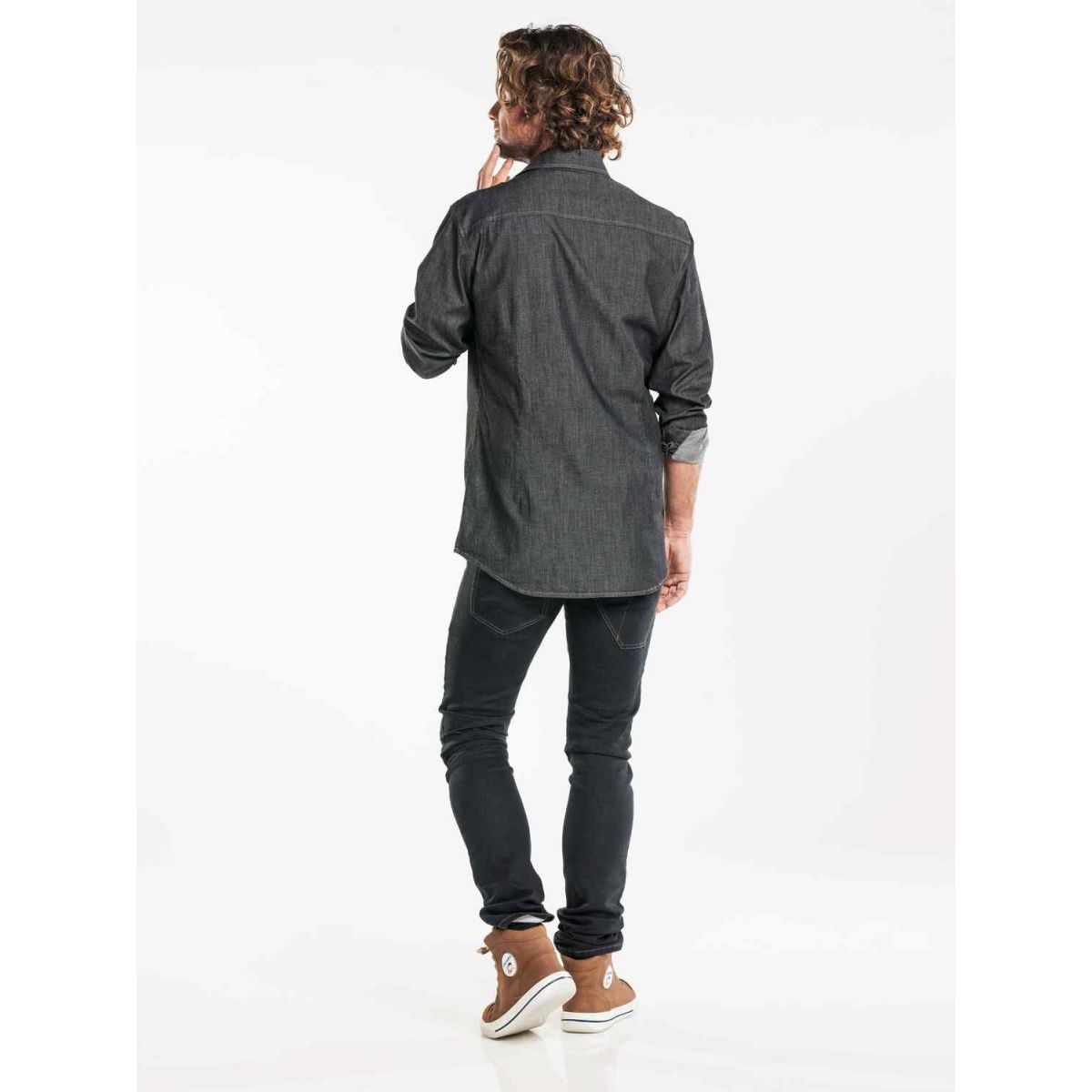 Chemise homme Antra Denim stretch Chaud Devant; Taille 2XL; anthracite