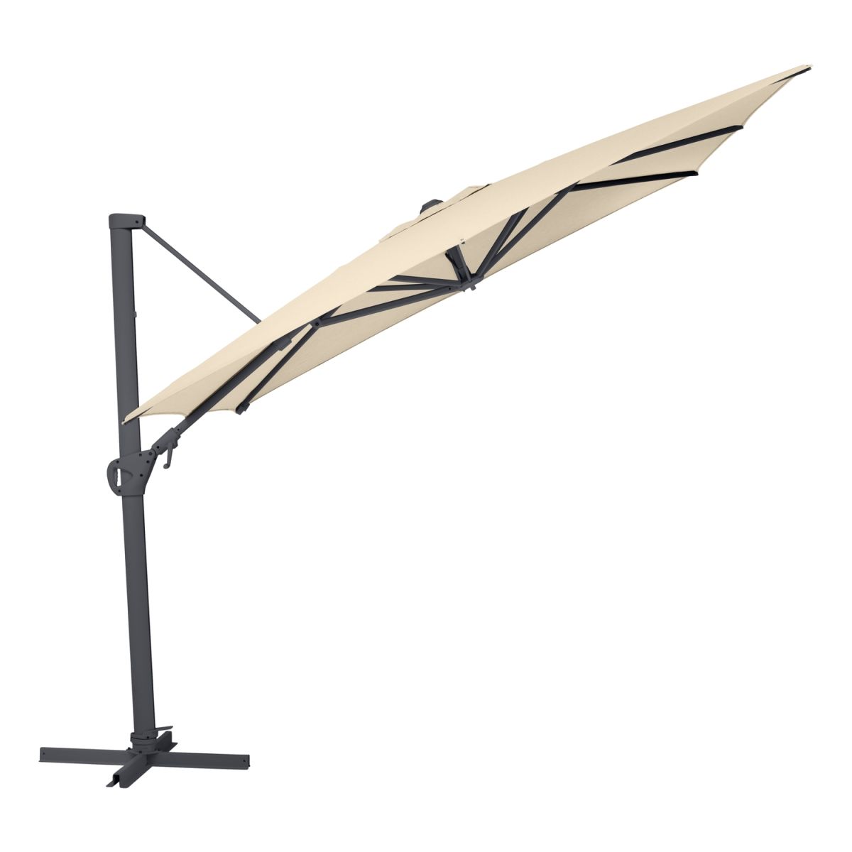 KETTLER Schirm UPF 50+ EASY SWING , mit PU-Beschichtung 300x300x260 cm (LxBxH); natur; Gestell anthrazit; quadratisch; 3 Stück / Pack