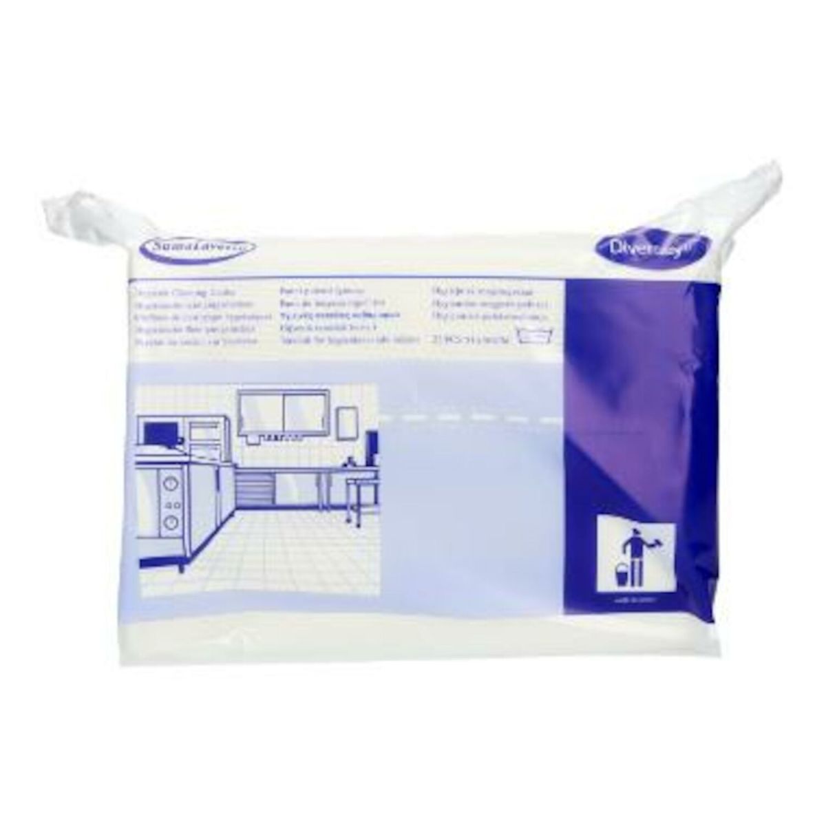 Diversey Suma Lavette - Küchenhygienetuch mit Keimstopp, Hitzebeständiges Wisch- und Spültuch mit Keimstopp, 51 x 36 cm 25x18 cm (LxB); weiß; 6 Stück / Pack